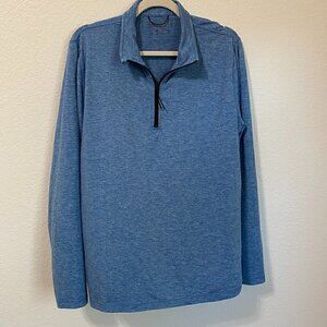 Abercrombie & Fitch Soft Air Knit Long Sleeve 1/4 Zip Pullover Blue Space Dye